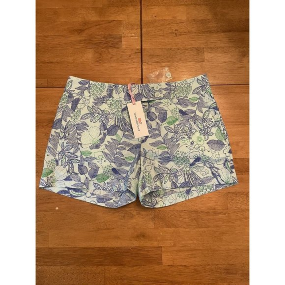 Vineyard Vines Women's Shorts Size 0 Minty Floral Bird Dayboat NWT - Picture 1 of 8
